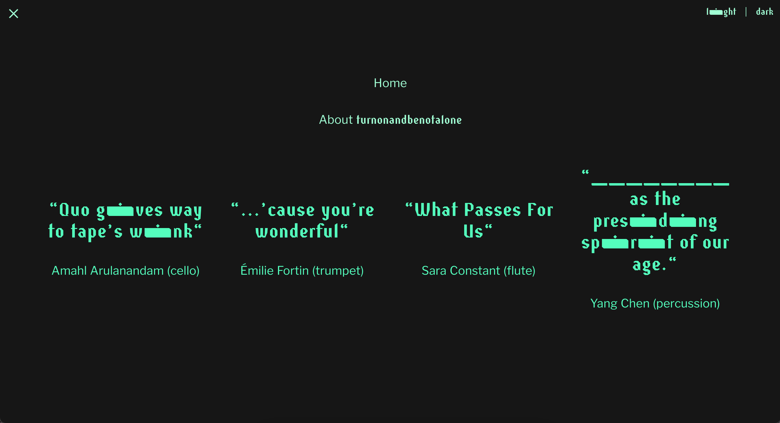 turnonandbenotalone menu